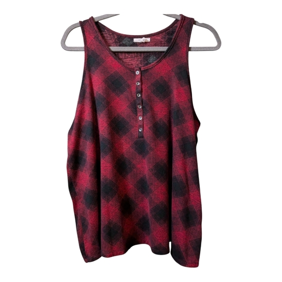 Maurices XL Deep Red & Evergreen Paid Tank - Picture 1 of 4